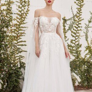 OFF WHITE WEDDING BRIDAL OFF SHOULDER A-LINE ISABEL WEDDING GOWN  AL1080
